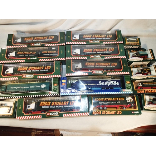 2441 - Sixteen Corgi Eddie Stobart related commercial vehicles, mostly excellent condition, wear to boxes. ... 