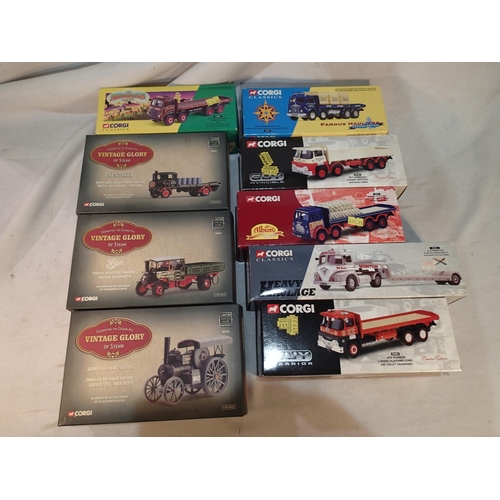 2447 - Nine Corgi Classics commercials, including three vintage glory steams, mostly excellent condition, w... 