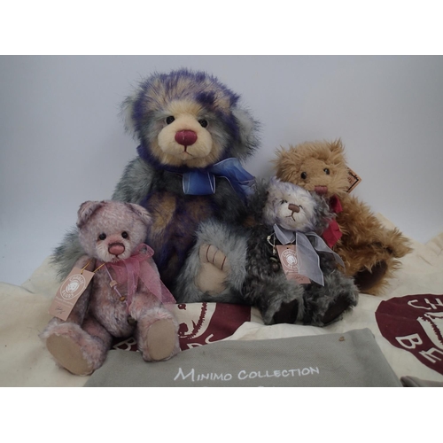 2457 - Four Charlie Bears, mixed sizes and all with tags and bags, Gregory Fupcake, Blueberry Pie and Candy... 