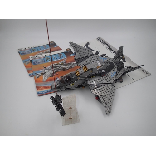 2497 - Mega Bloks Halo Call of Duty UNSC broadsword midnight strike and #06858, built up in excellent condi... 