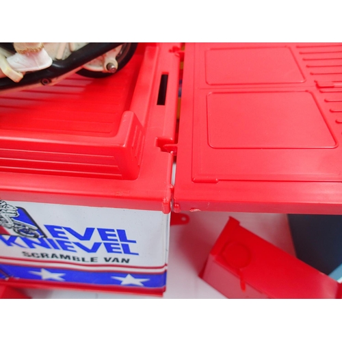 2501 - Ideal Scramble Van, Evil Knievel boxed playset, appears complete, damages as pictured. UK P&P Group ... 