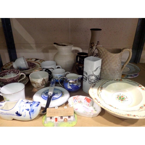 1016 - Shelf of mixed ceramics. Not available for in-house P&P