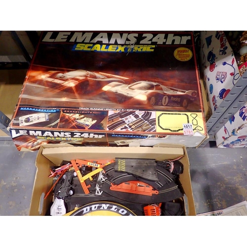 1017 - Scalextric 24hr Le Mans boxed set (unchecked) with spare box of mixed track and accessories. Not ava... 