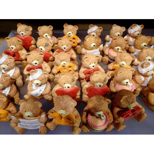 1027 - Thirty three Well Wishing ceramic bears. Not available for in-house P&P