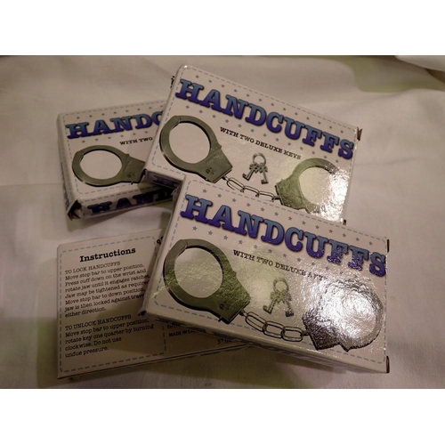 1052 - 4 pairs of bdsm handcuffs with keys - new old stock. UK P&P Group 1 (£16+VAT for the first lot and £... 