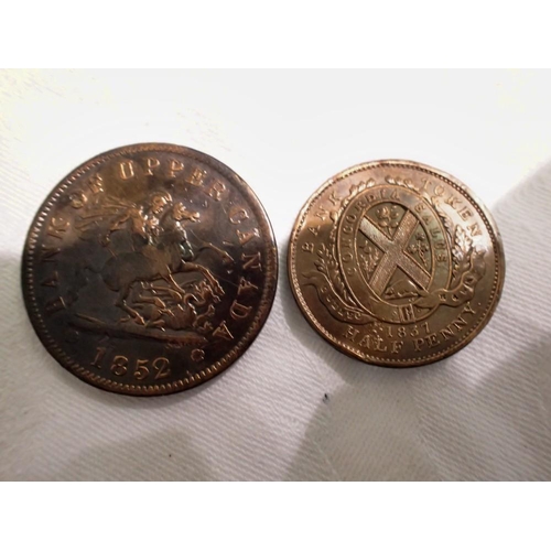 1102 - Two 19th century Canadian shipping tokens. UK P&P Group 0 (£6+VAT for the first lot and £1+VAT for s... 