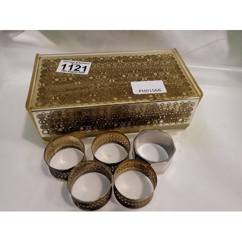 1121 - Pair of WMF metal lidded boxes containing napkin rings. UK P&P Group 2 (£20+VAT for the first lot an... 