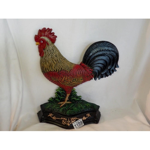 1199 - Cast iron cockerel doorstop, H: 26 cm. UK P&P Group 2 (£20+VAT for the first lot and £4+VAT for subs... 