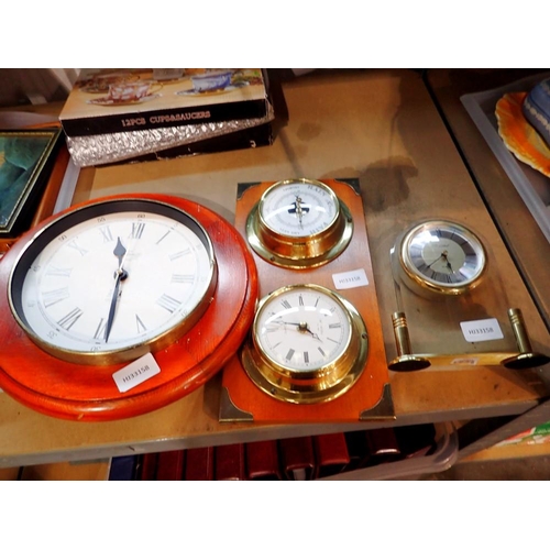 1206 - Clock and barometer and two further clocks. Not available for in-house P&P