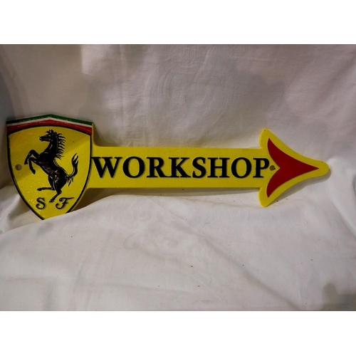 1210 - Cast iron Ferrari workshop sign, L: 44 cm. Not available for in-house P&P