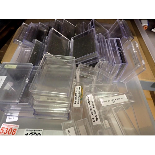 1229 - 50 mixed size trading card and cigarette card plastic storage boxes, new and used. Not available for... 