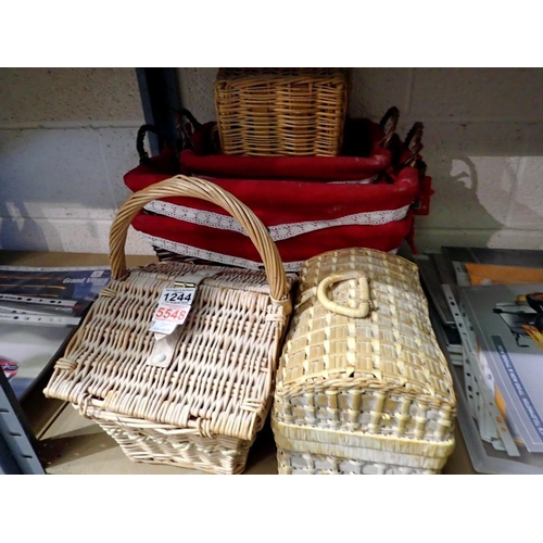 1244 - Seven wicker hampers and hamper baskets. Not available for in-house P&P