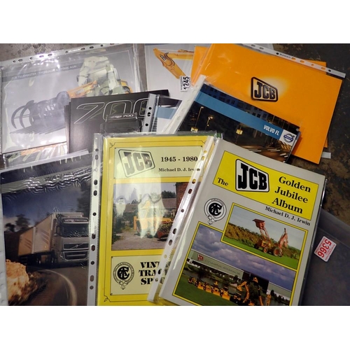 1245 - Collection of 22 sales brochures and reference books, including Volvo trucks and JCB examples. UK P&... 