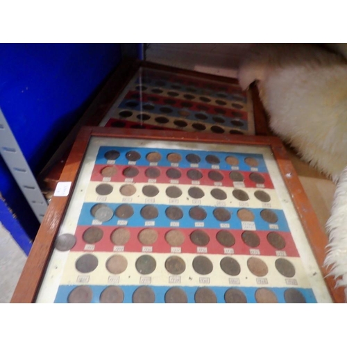 1249 - Two framed and mounted coin displays, mostly half pennies and one pennies dating from 1861 onwards. ... 