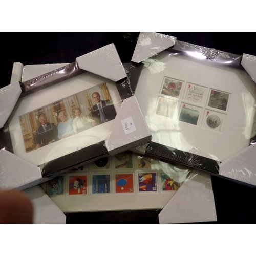 1256 - Three framed mint stamps sets, to include Hm the queens 90th birthday. UK P&P Group 2 (£20+VAT for t... 