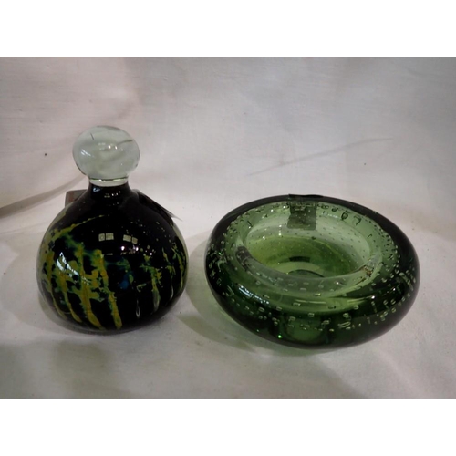 1284 - Mdina paperweight and a control bubble bowl. Not available for in-house P&P