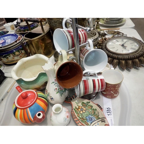 1355 - Mixed ceramics, including a hand painted Whittard of Chelsea teapot, Royal Stafford planter and and ... 