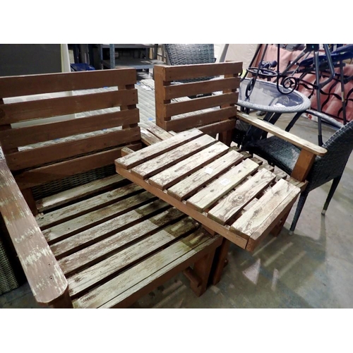 1810 - Pair of outdoor wooden chairs. Not available for in-house P&P