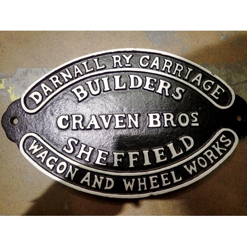 1824 - Cast iron Craven Bros sign. UK P&P Group 2 (£20+VAT for the first lot and £4+VAT for subsequent lots... 