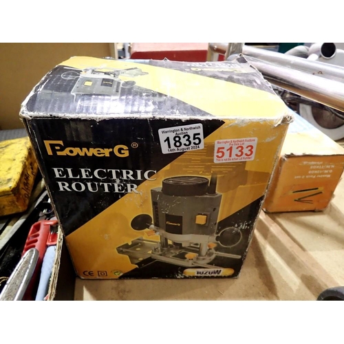 1835 - Power G boxed electric router 1020w. All electrical items in this lot have been PAT tested for safet... 