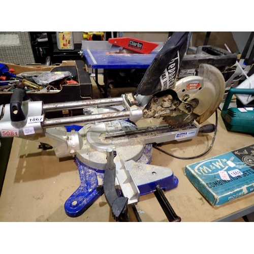 1867 - Scheppach special edition SCM80L extendable mitre saw. All electrical items in this lot have been PA... 