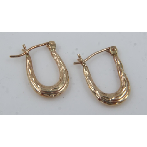 14 - Pair of 9ct gold creole earrings, 0.8g. UK P&P Group 0 (£6+VAT for the first lot and £1+VAT for subs... 