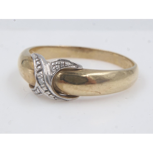 17 - Modern 9ct gold ring set with diamonds, size T, 2.6g. UK P&P Group 0 (£6+VAT for the first lot and £... 