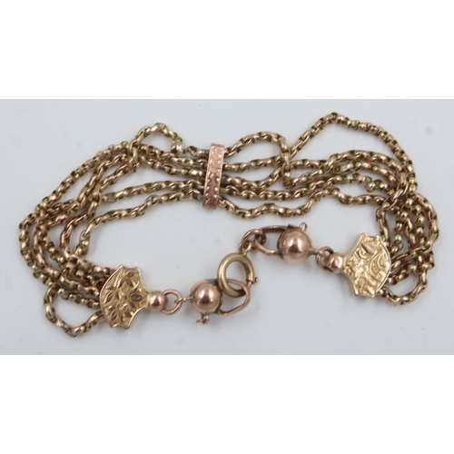 2 - Victorian unmarked gold multi-strand bracelet, 12.7g. UK P&P Group 0 (£6+VAT for the first lot and £... 