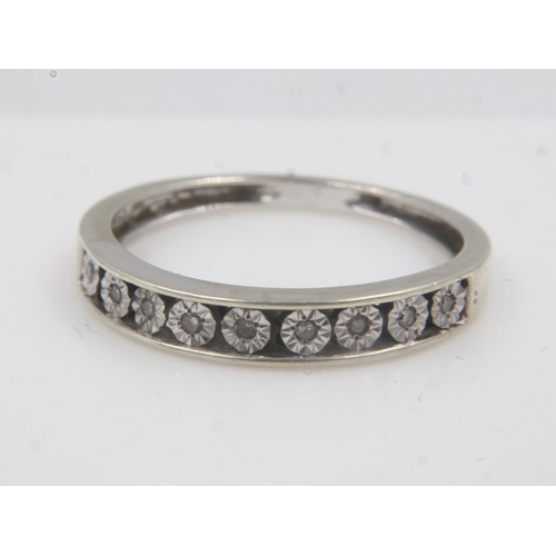 24 - 9ct white gold diamond set half eternity ring, size N, 1.8g. UK P&P Group 0 (£6+VAT for the first lo... 