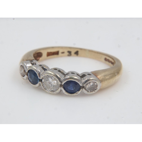 30 - 9ct gold, sapphire and diamond set ring, 0.34cts, size L, 2.7g. UK P&P Group 0 (£6+VAT for the first... 