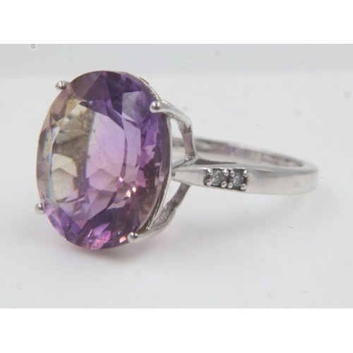 36 - 9ct white gold ametrine and diamond set ring, size N, 3.7g. UK P&P Group 0 (£6+VAT for the first lot... 