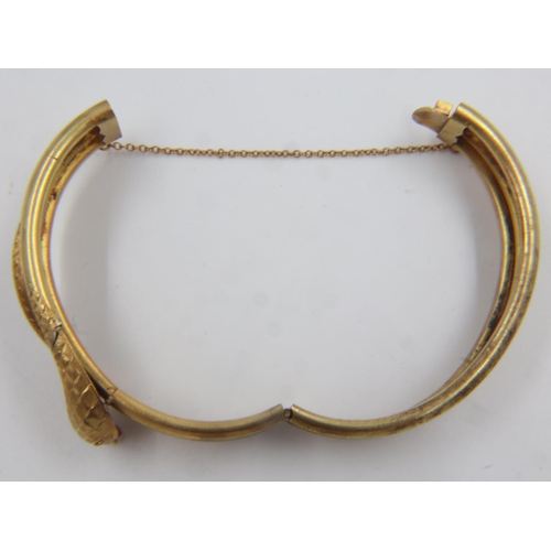 37 - Gold plated snake design bangle with safety chain. UK P&P Group 0 (£6+VAT for the first lot and £1+V... 