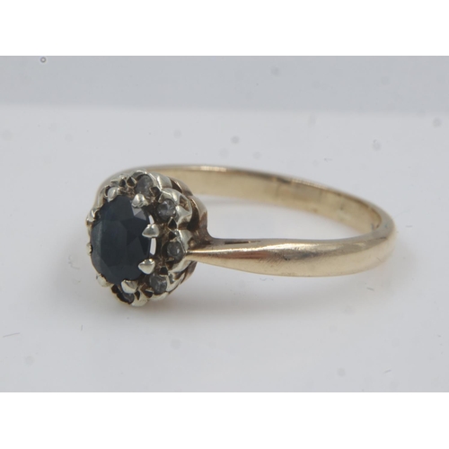 38 - 9ct gold ring set with sapphire and diamonds, size L, 2.2g. UK P&P Group 2 (£20+VAT for the first lo... 