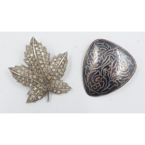 46 - Two 925 silver brooches, one stone set example. UK P&P Group 0 (£6+VAT for the first lot and £1+VAT ... 