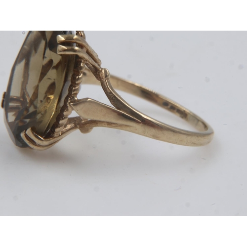 5 - 9ct gold ring set with a large gemstone, size K, 3.2g. UK P&P Group 2 (£20+VAT for the first lot and... 