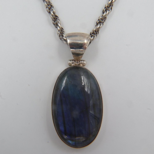 59 - Boxed silver stone-set pendant necklace, L: 18 cm. UK P&P Group 1 (£16+VAT for the first lot and £2+... 