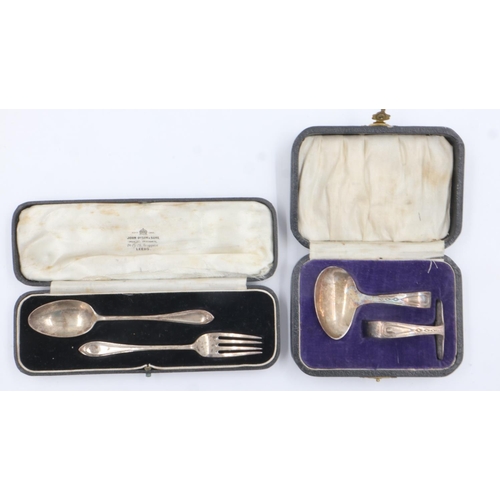 92 - Two cased hallmarked silver Christening sets. UK P&P Group 1 (£16+VAT for the first lot and £2+VAT f... 