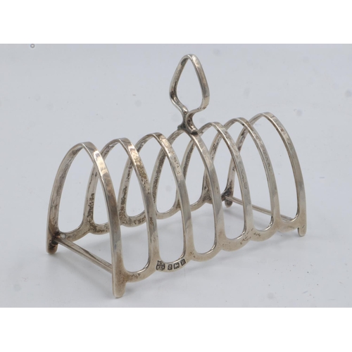 95 - Hallmarked silver six-slice toast rack, 67g, Birmingham assay. UK P&P Group 1 (£16+VAT for the first... 