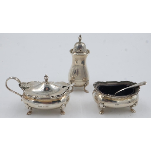 96 - Mappin & Webb hallmarked silver cruet, Birmingham assay, combined 169g (exc. liners). UK P&P Group 1... 