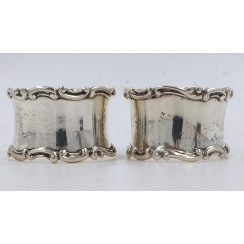 99 - A pair of hallmarked silver napkin rings, Birmingham assay, combined 45g. UK P&P Group 1 (£16+VAT fo... 