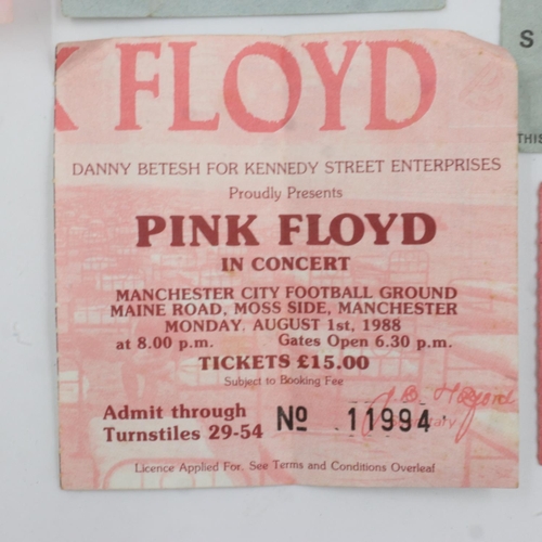 107 - Collection of Rock band rare ticket stubs including Pink Floyd 1988. UK P&P Group 1 (£16+VAT for the... 