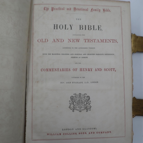 112 - Leather and brass bound The Holy Bible, William Collins, Sons & Co. UK P&P Group 3 (£30+VAT for the ... 