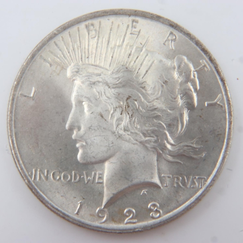 115 - 1923 American silver peace dollar, nUNC. UK P&P Group 1 (£16+VAT for the first lot and £2+VAT for su... 