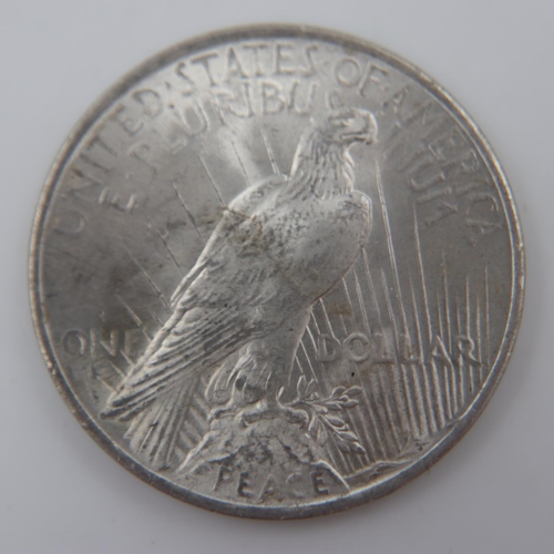 125 - 1923 American silver peace dollar, nUNC. UK P&P Group 1 (£16+VAT for the first lot and £2+VAT for su... 