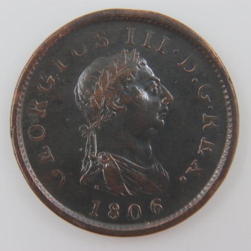 127 - 1806 - copper penny of George III. UK P&P Group 0 (£6+VAT for the first lot and £1+VAT for subsequen... 