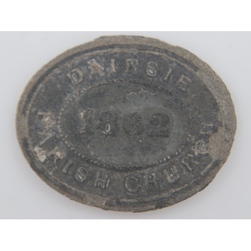 131 - 1862 - Dairsie, parish of Fife Scottish communion token. UK P&P Group 0 (£6+VAT for the first lot an... 