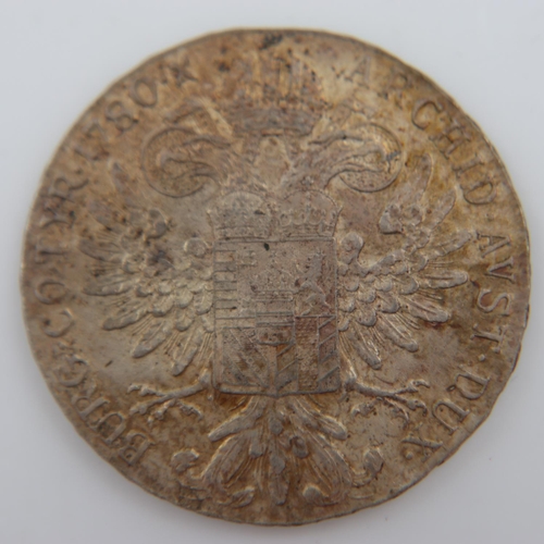 132 - 1780 silver restrike of a Maria Teresa Thaler. UK P&P Group 1 (£16+VAT for the first lot and £2+VAT ... 