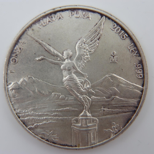 133 - Mexican silver 1oz bullion round. UK P&P Group 0 (£6+VAT for the first lot and £1+VAT for subsequent... 