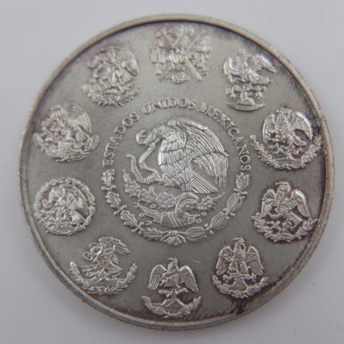 133 - Mexican silver 1oz bullion round. UK P&P Group 0 (£6+VAT for the first lot and £1+VAT for subsequent... 