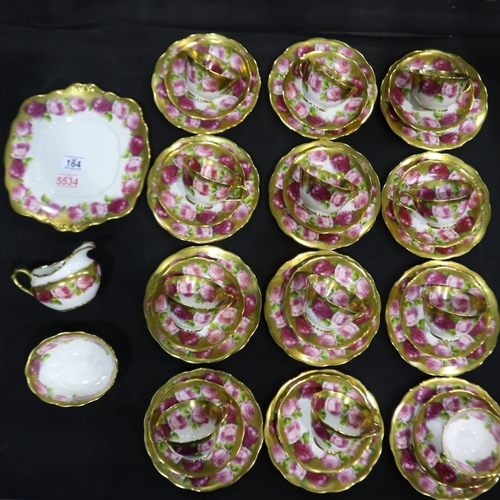 164 - Royal Albert Crown China early 20th century floral pattern with gilt tea service comprising 12 trios... 